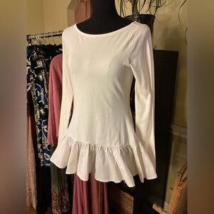 Anthropologie MAEVE White Ruffle Hem Top